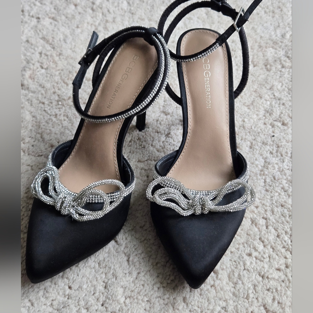 BCBGeneration Bow Tie Knot Rhinestone Heels